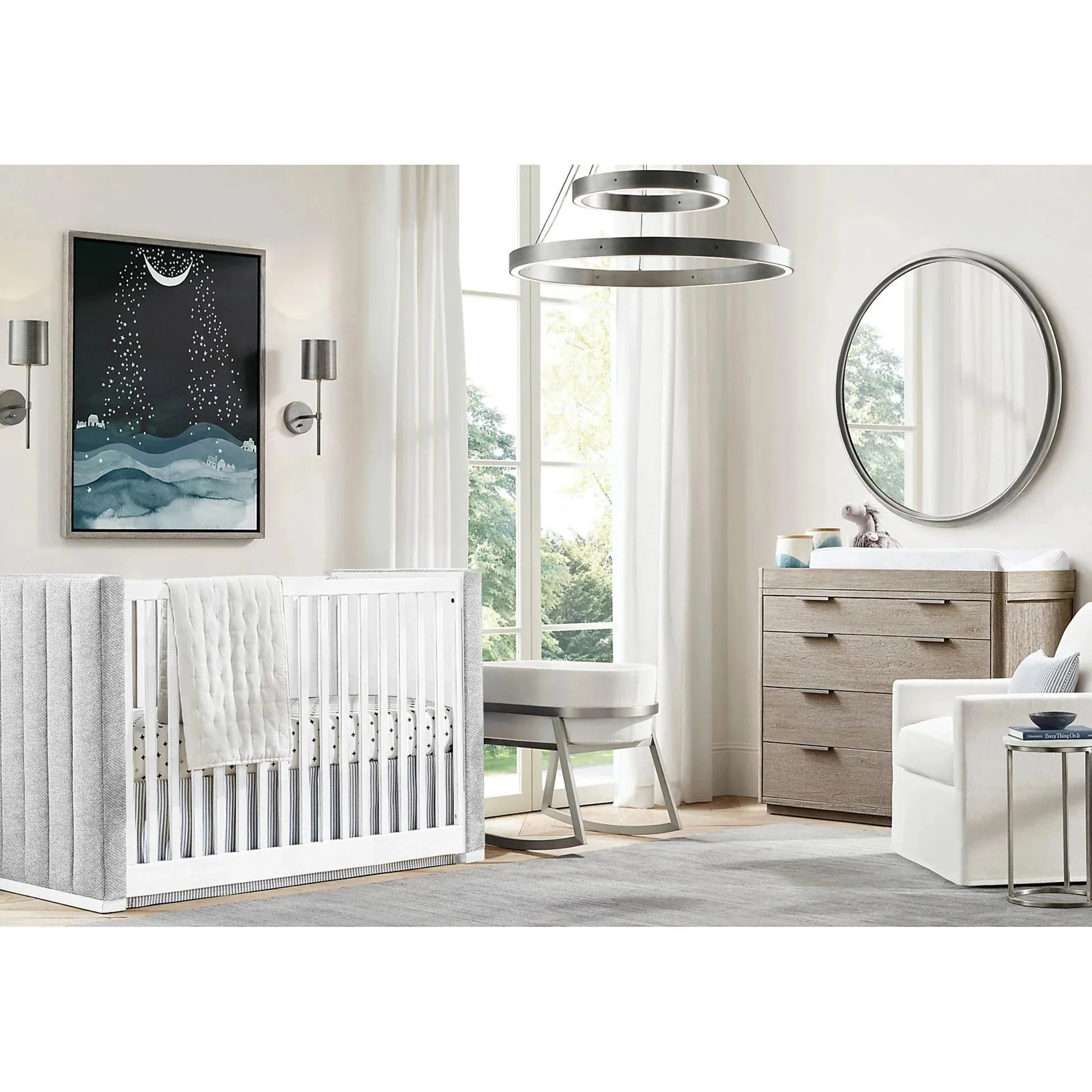 The Baby Atelier 100% Organic Upholstered Panel Crib White