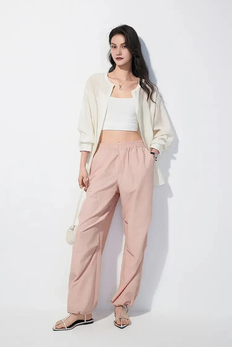 Wide-Leg Baggy Cargo Parachute Pants