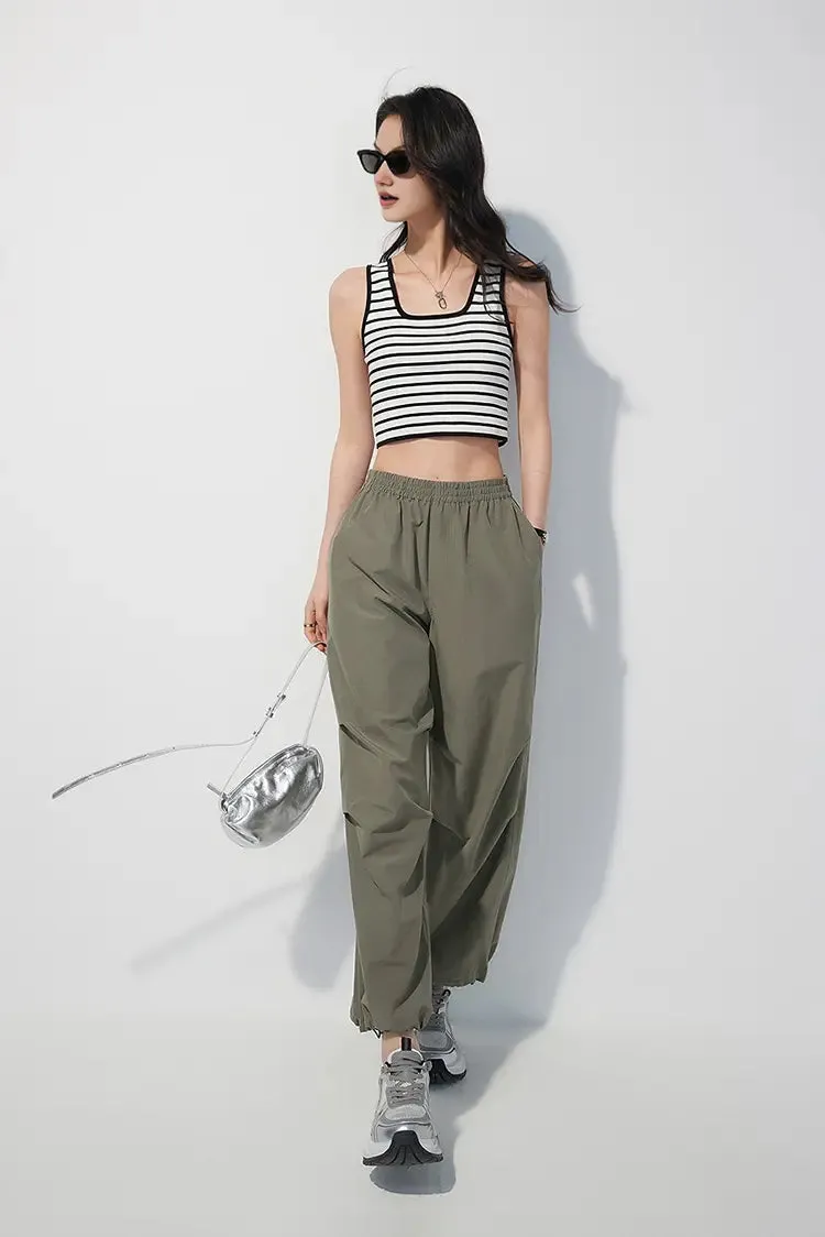 Wide-Leg Baggy Cargo Parachute Pants