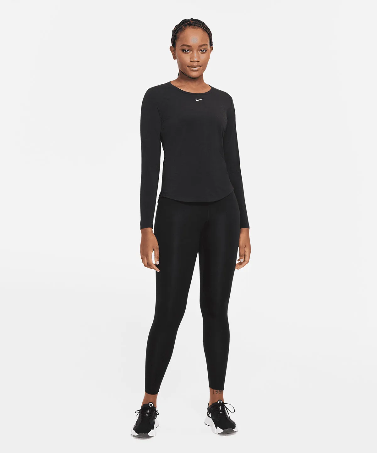 Womens Nike One Luxe Dri-FIT long sleeve standard fit top | Black/Reflective Silver