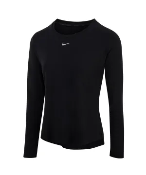 Womens Nike One Luxe Dri-FIT long sleeve standard fit top | Black/Reflective Silver