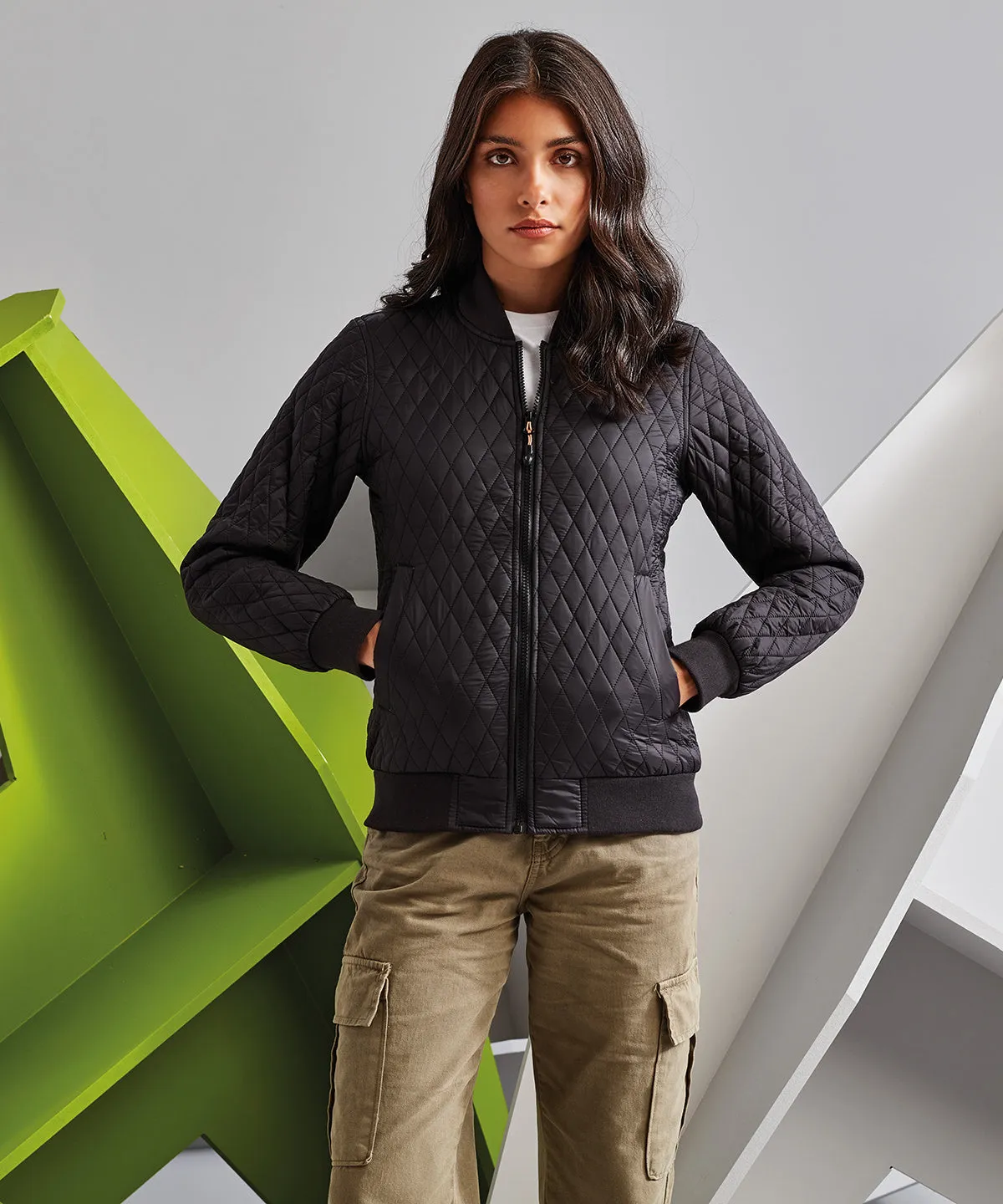 Womens quilted flight jacket | Black