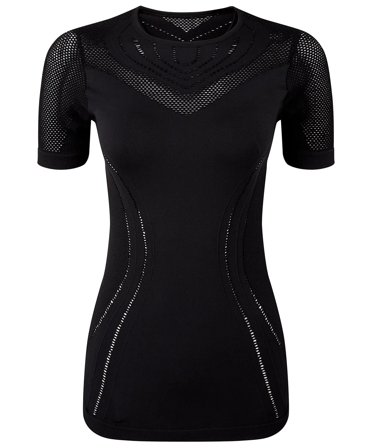 Womens TriDri® seamless 3D fit multi-sport reveal sports top | Black