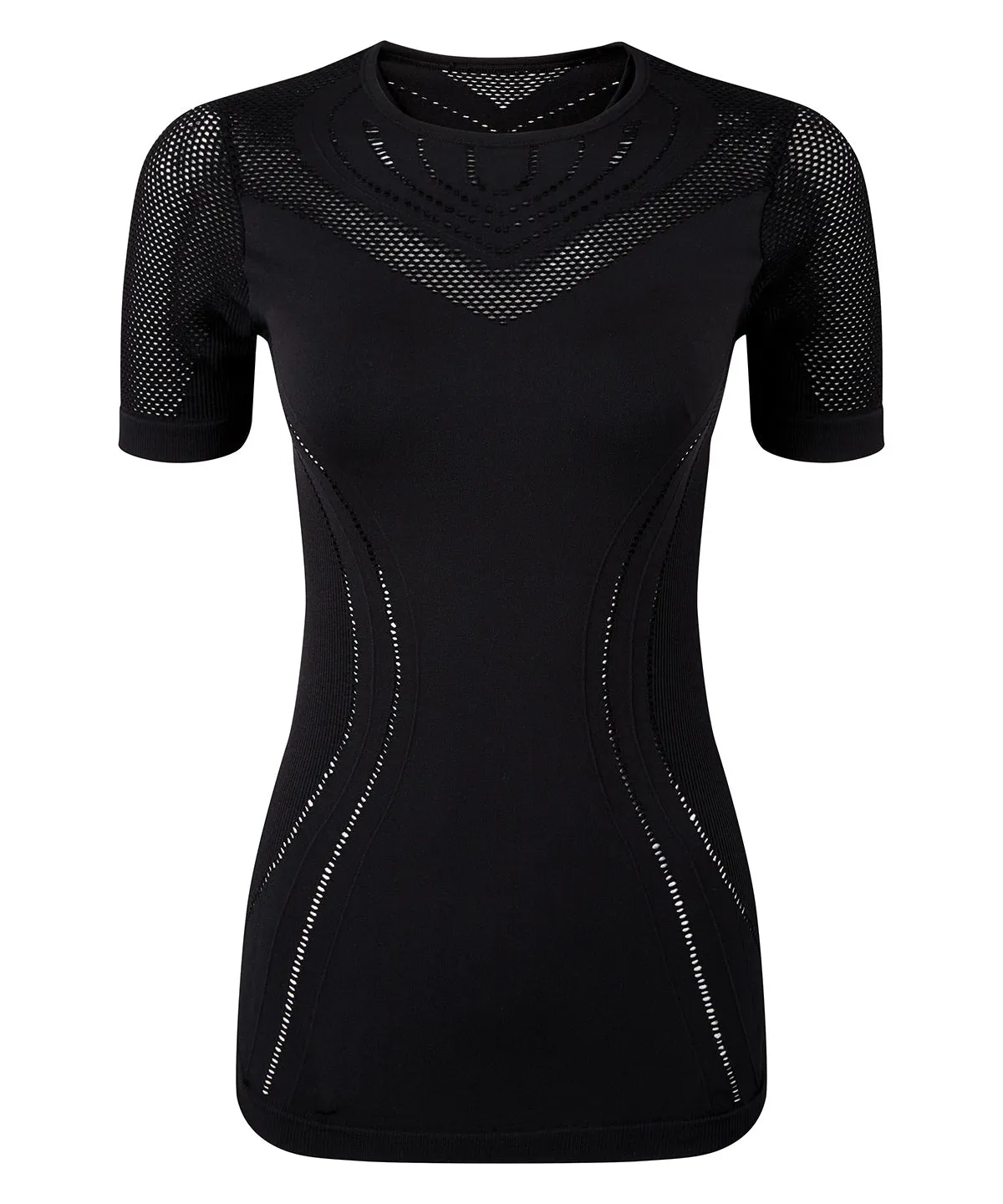 Womens TriDri® seamless 3D fit multi-sport reveal sports top | Black