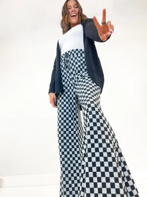 Wondering Why Checkerboard Palazzo Pants